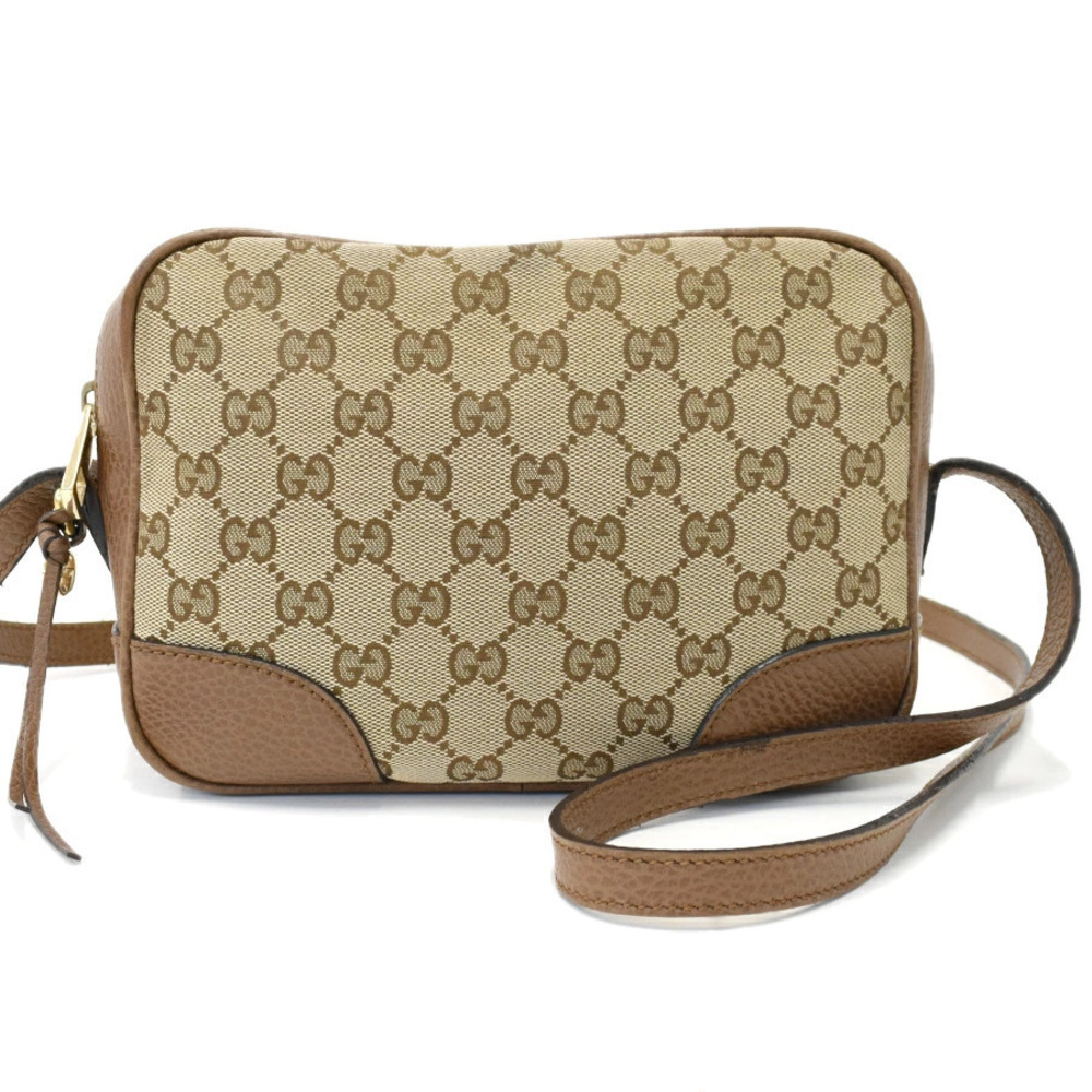 Gucci Crossbody Bag GG Canvas Leather Beige Cream Brown